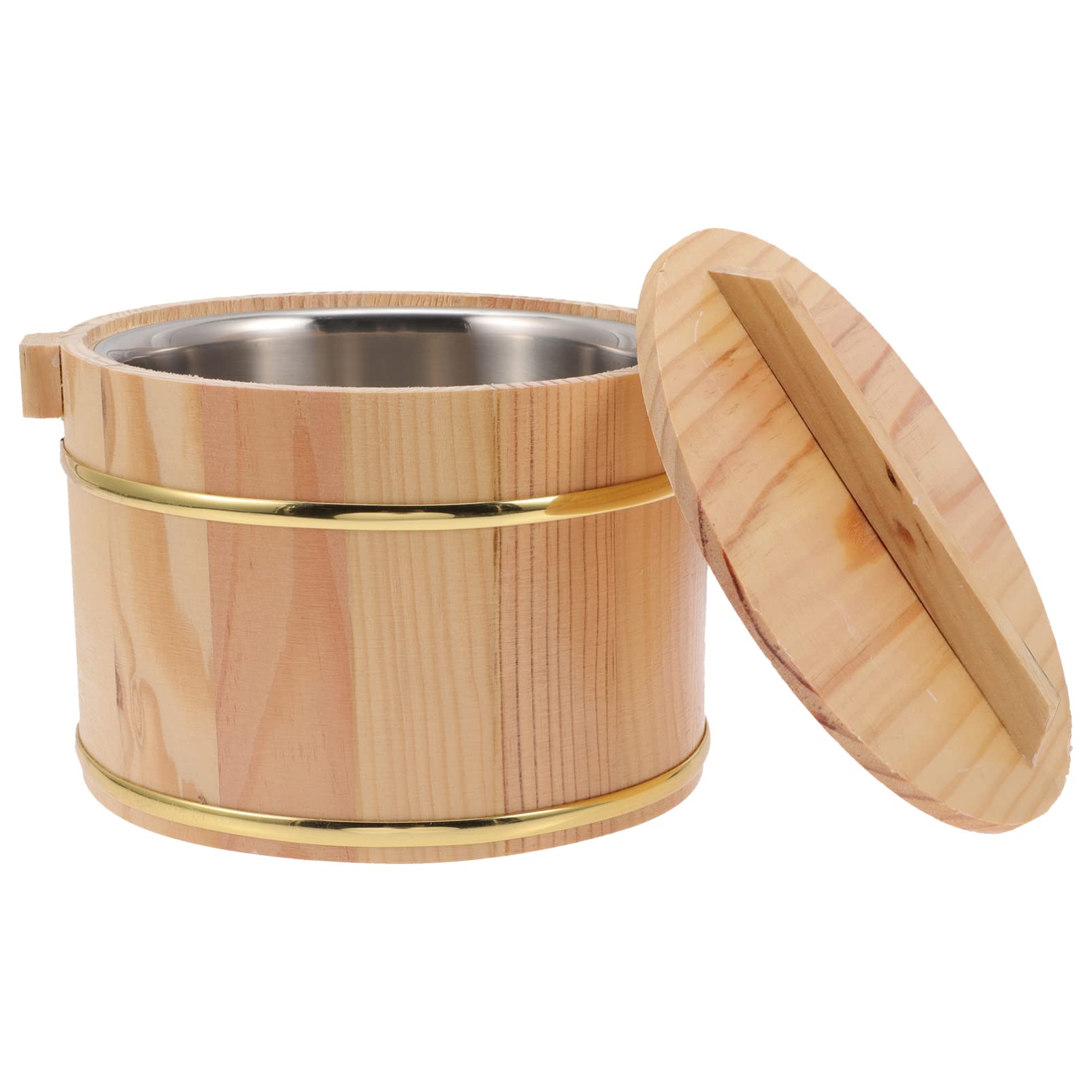 Premium Wooden Sushi Rice Mixing Bowl (Hangiri) 18cm with Lid - Traditional Japanese Rice Steaming & Sushi Making Tub for Home Kitchen & Restaurant Use - Perfect for Sushi Preparation, Rice Cooling & Mixing