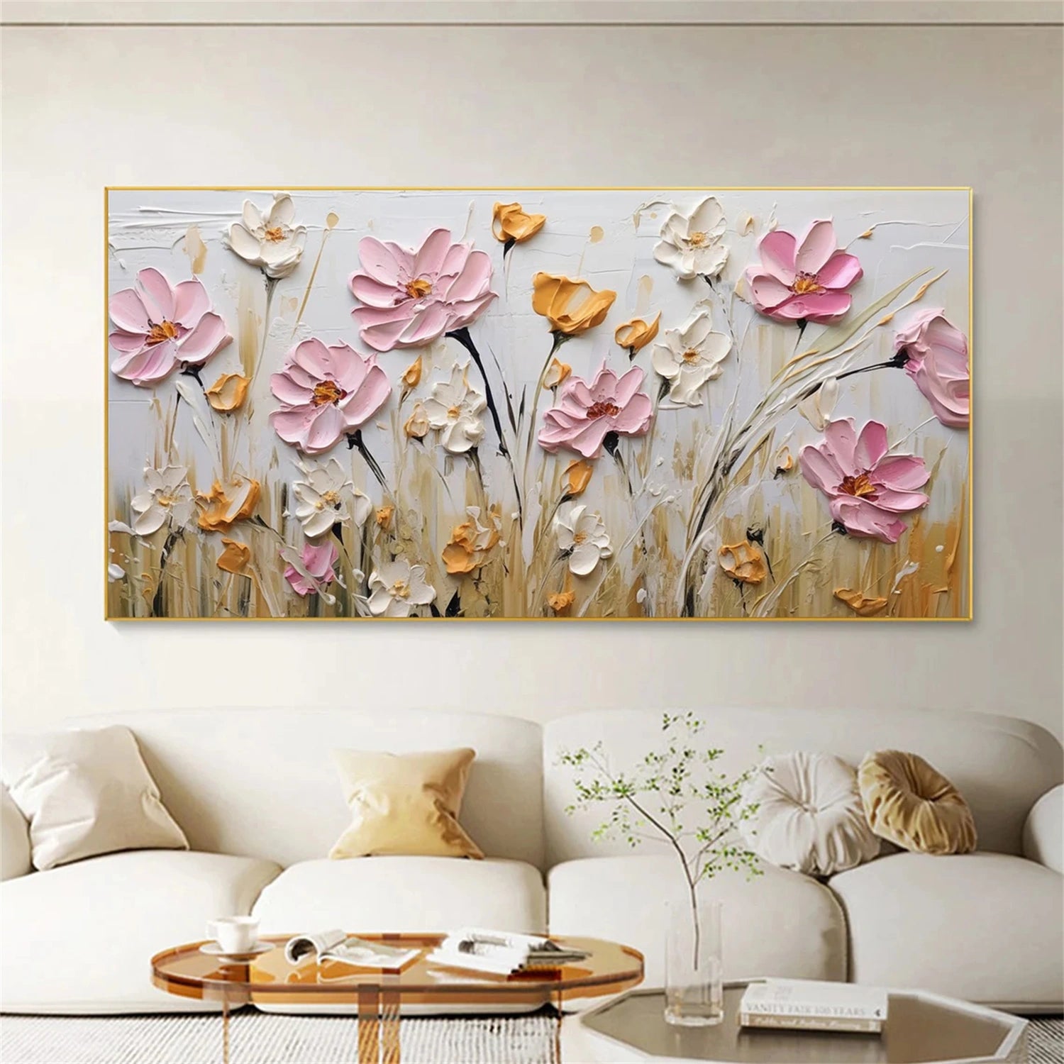 Flower and Tree Painting #FT118 - Handmade Canvas Wall Art for Home Decor, Living Room, Bedroom & Office