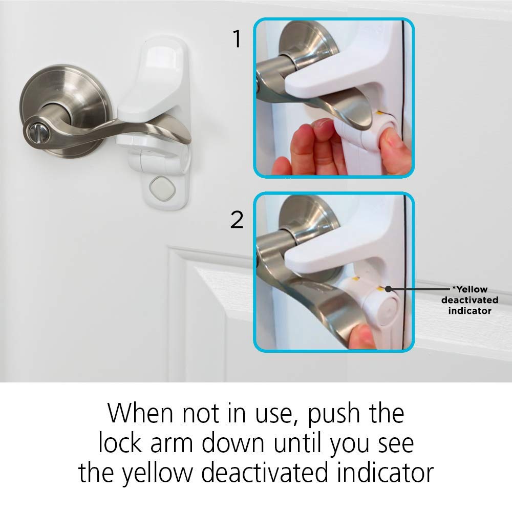 Safety 1st Outsmart Lever Handle Lock 2-Pack - Childproof Cabinet & Door Locks for Baby Safety - White (One Size) - Perfect for Kitchens, Bathrooms & Nursery Childproofing