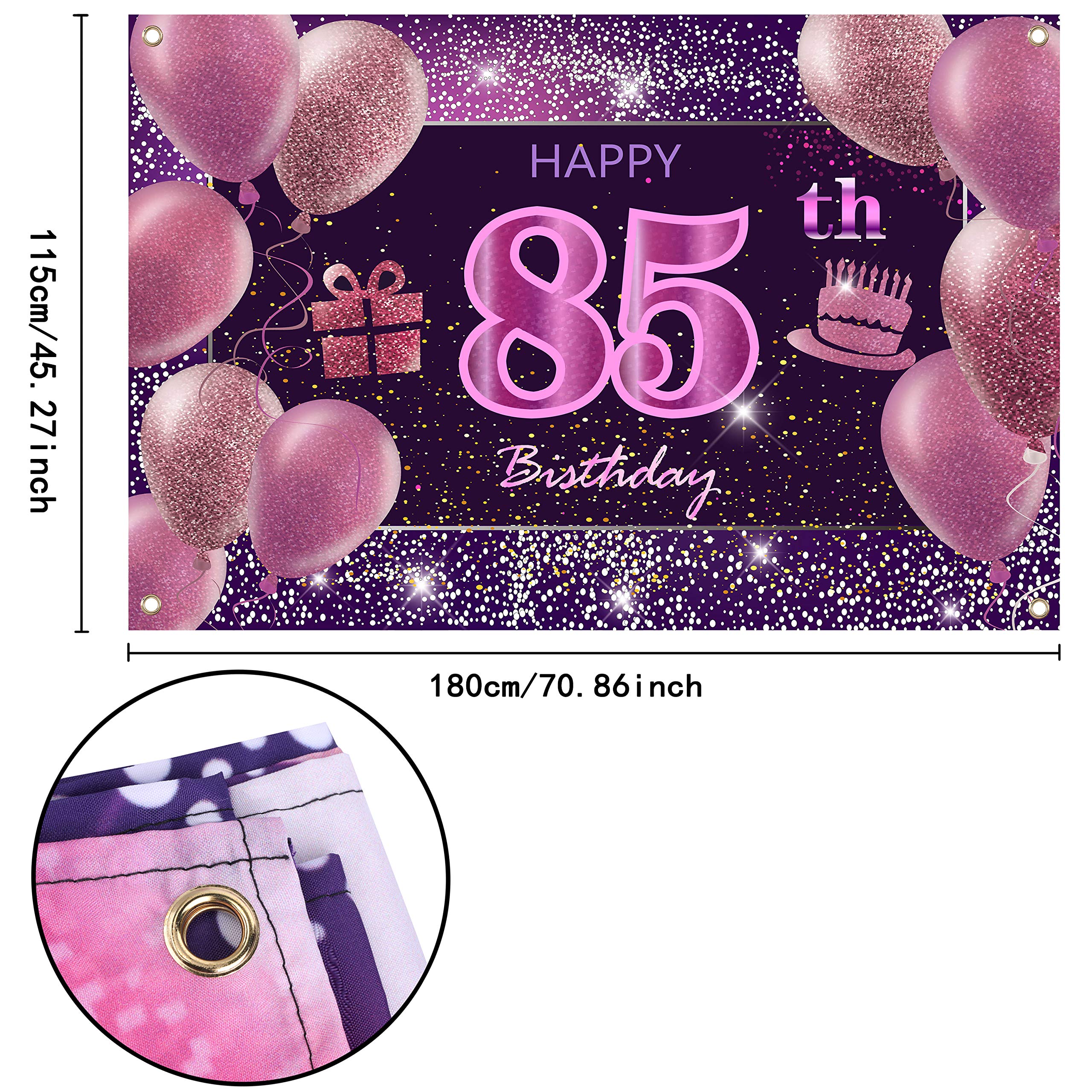 IMISI Happy 85th Birthday Banner & Pink Party Decorations for Women - Elegant Birthday Backdrop for Milestone Celebrations, Retirement Parties & Special Occasions