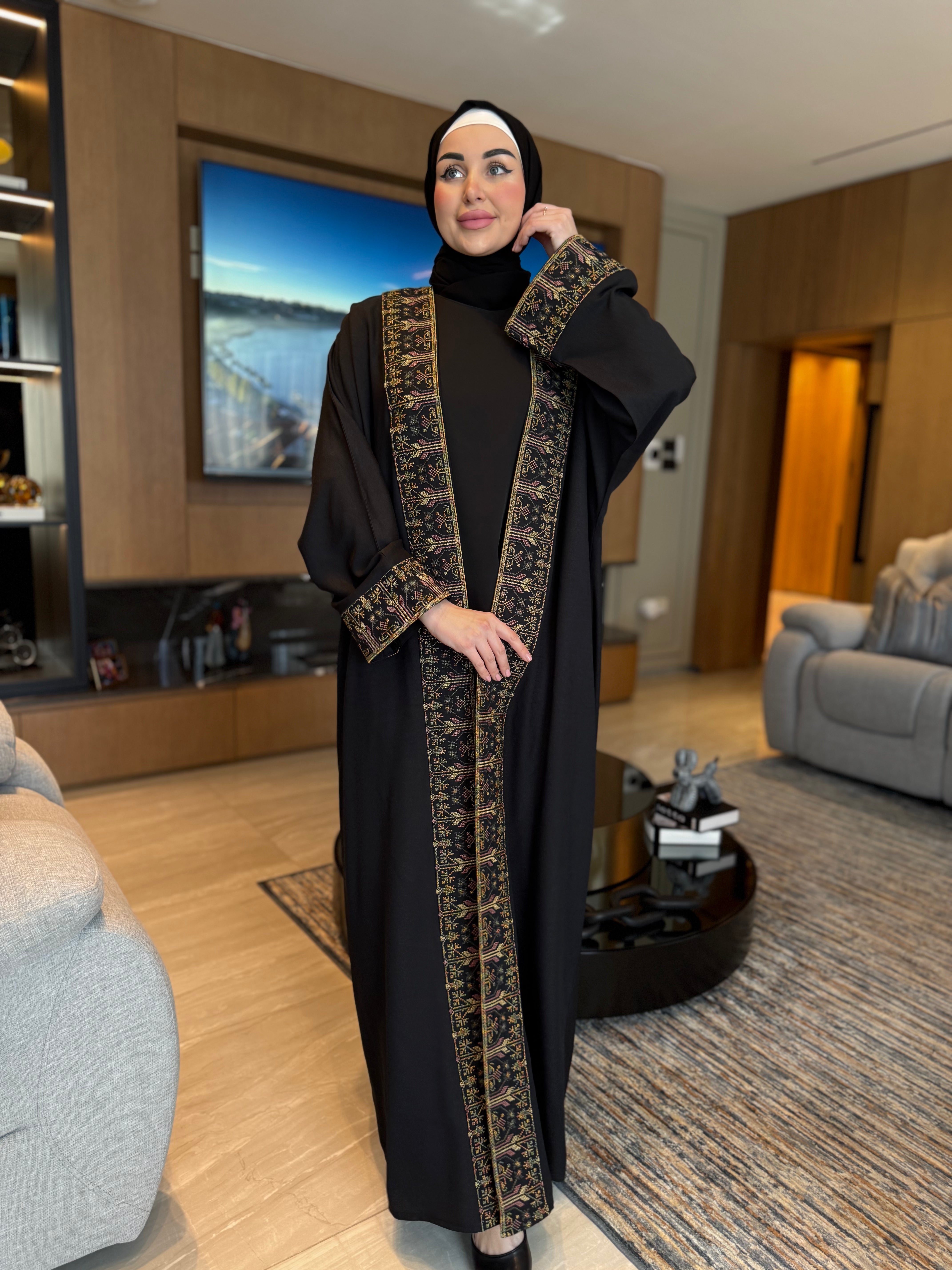 Golden Embroidered Melange Cardigan for Women - Timeless Elegance Sweater for Fall & Winter - Cozy Knitwear for Office, Date Night and Casual Outings