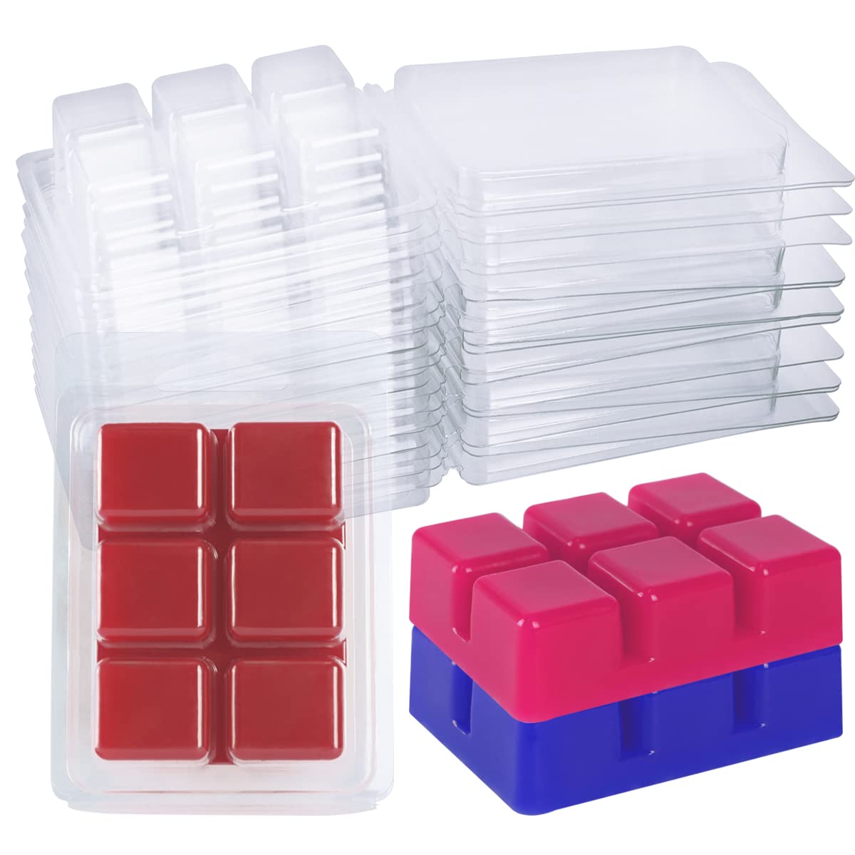 100-Pack Clear Plastic Wax Melt Molds & Clamshells for DIY Candles, Soap Making, and Home Fragrance - Perfect for Aromatherapy, Gifts, and Party Favors