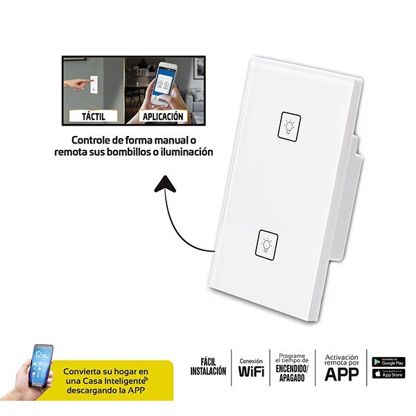 Smart Double Switch for Home - WiFi Light Switch for Smart Home Automation, Voice Control with Alexa & Google Assistant - Perfect for Living Room, Bedroom, and Kitchen Lighting