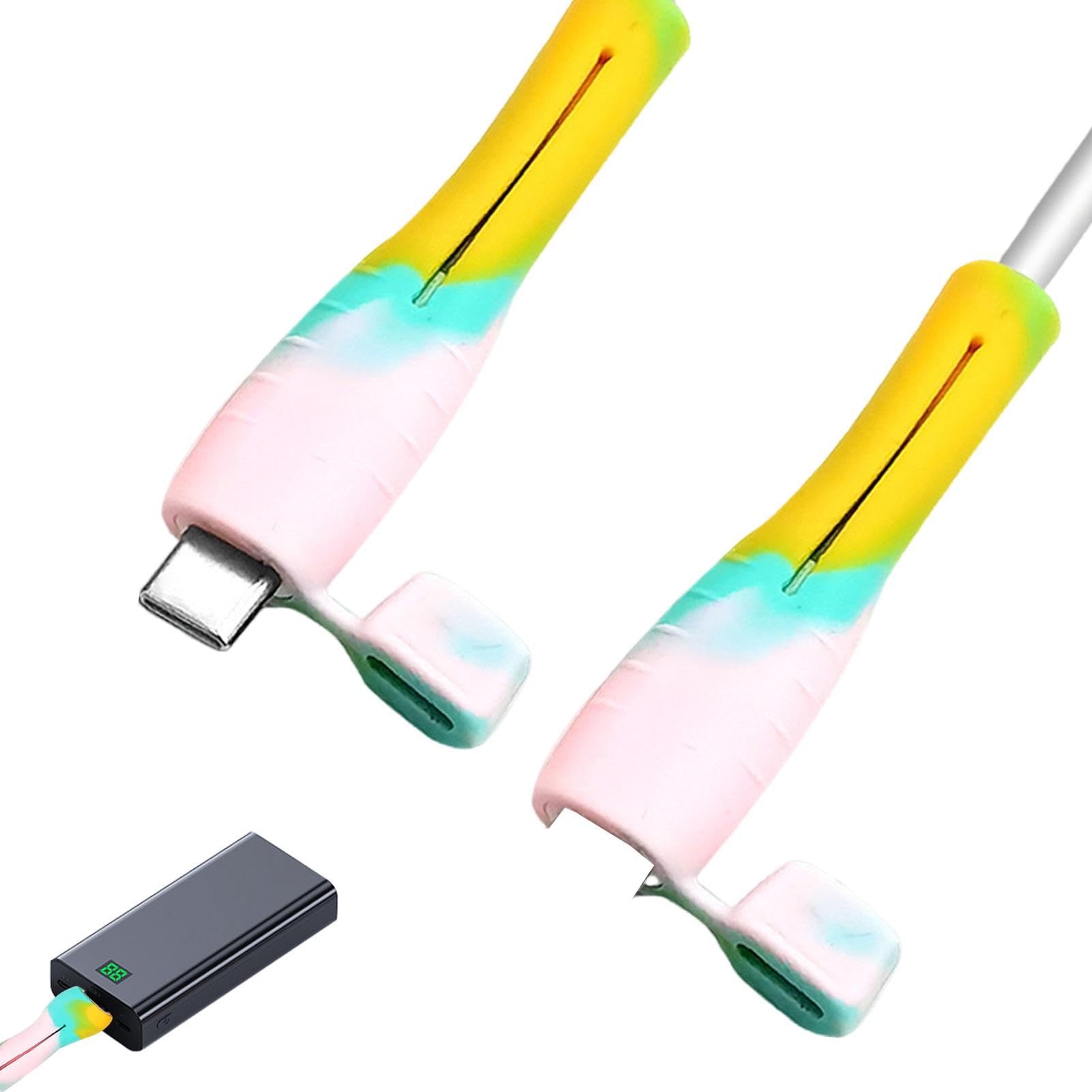 Durable Silicone Charging Cord Protector for iPhone & Android - 2 Pack Colorful Anti-Slip Cable Protector - Perfect for Home, Office & Travel Accessories