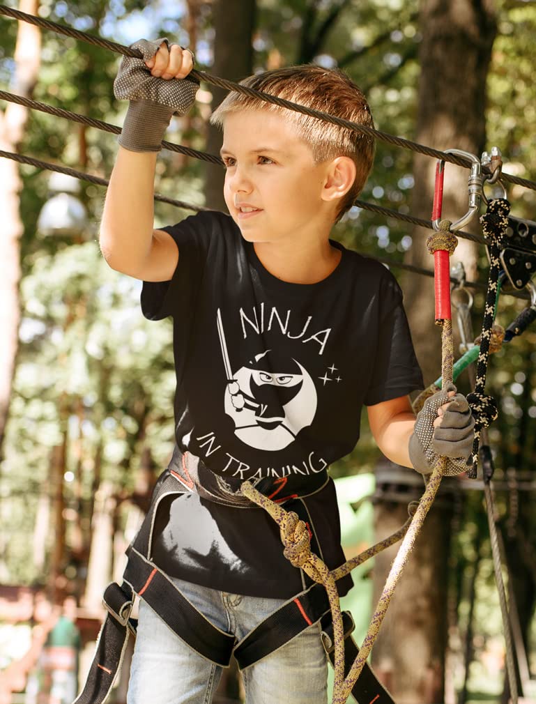 Ninja Training T-Shirt for Kids - Cool Ninja Warrior Graphic Tee for Boys & Girls - Fun Toddler & Children's Novelty Gift - Perfect for Martial Arts Classes, Birthday Parties & Playtime