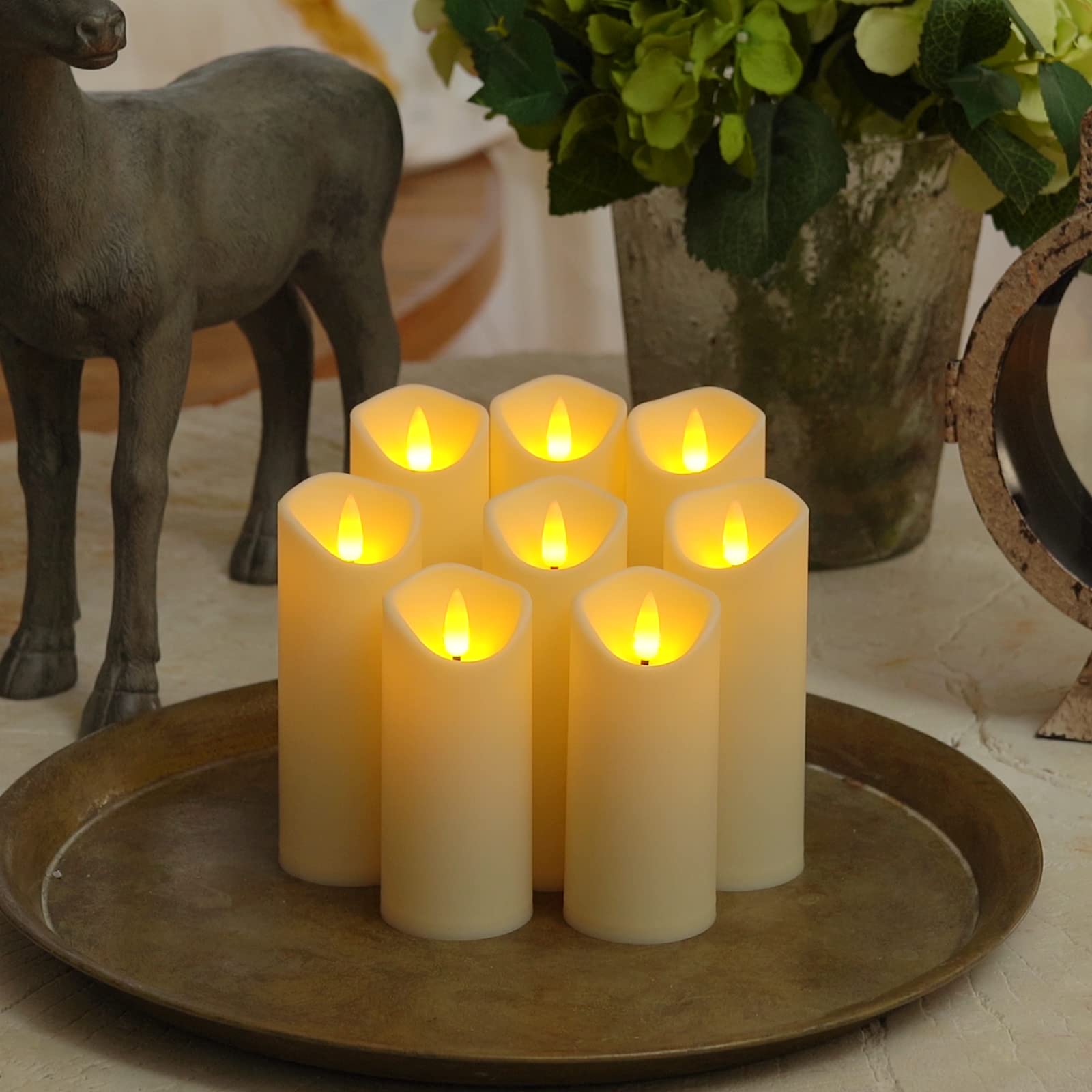 Homemory Flameless LED Candles - Battery Operated Electric Candles with Remote & Timer, Frosted Plastic Fake Candles That Won't Melt (Ivory, Set of 9) - Perfect for Home Decor, Weddings, and Romantic Ambiance