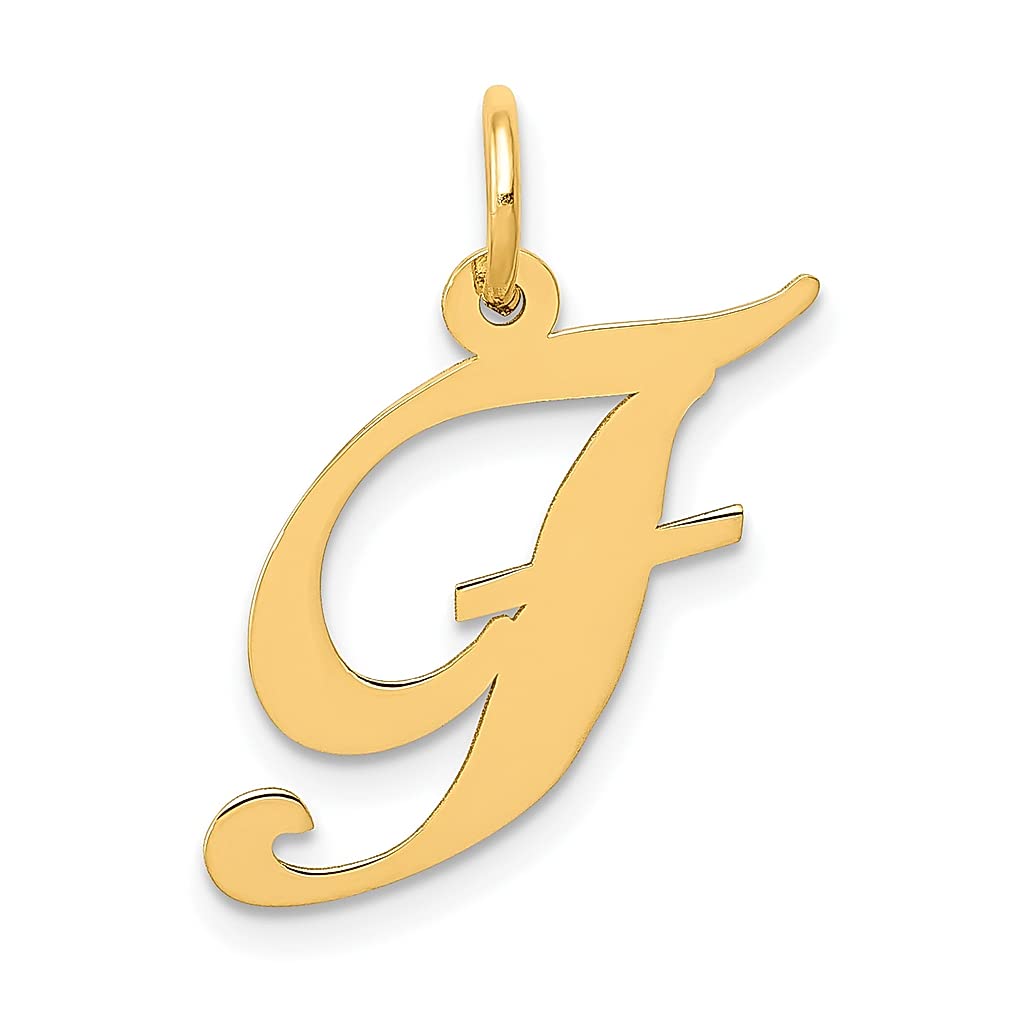14K Yellow Gold Script Letter F Initial Monogram Charm Necklace for Women - Elegant Personalized Jewelry Gift for Her - Perfect for Birthdays, Anniversaries & Special Occasions