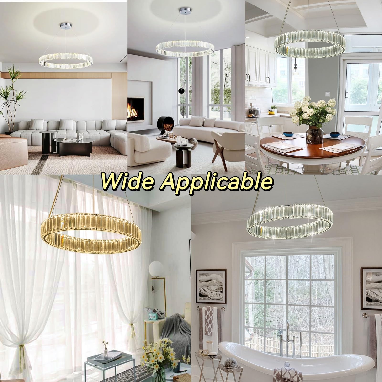 Modern Crystal Chandelier LED Dimmable Pendant Light with Remote Control - 24