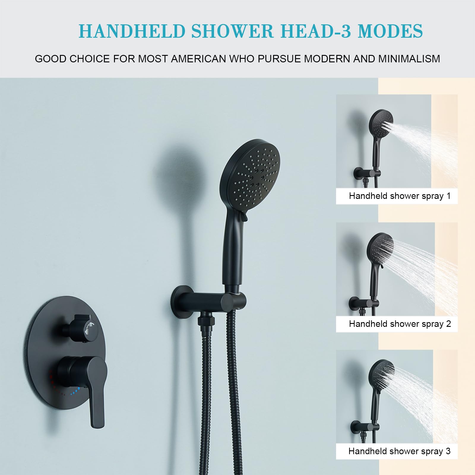 Premium Matte Black Shower System - 12