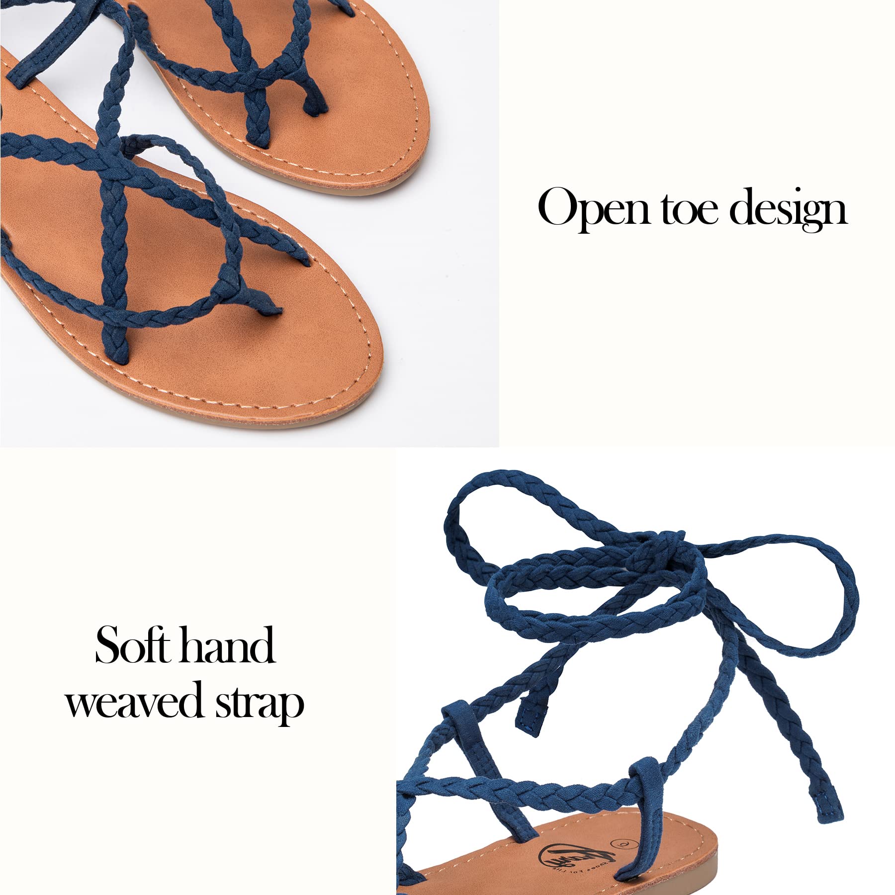 Women's Trary Gladiator Sandals - Lace Up Open Toe Flat Dressy Summer Sandals for Beach, Casual & Outdoor Wear | 2023 Trendy Fashion Footwear