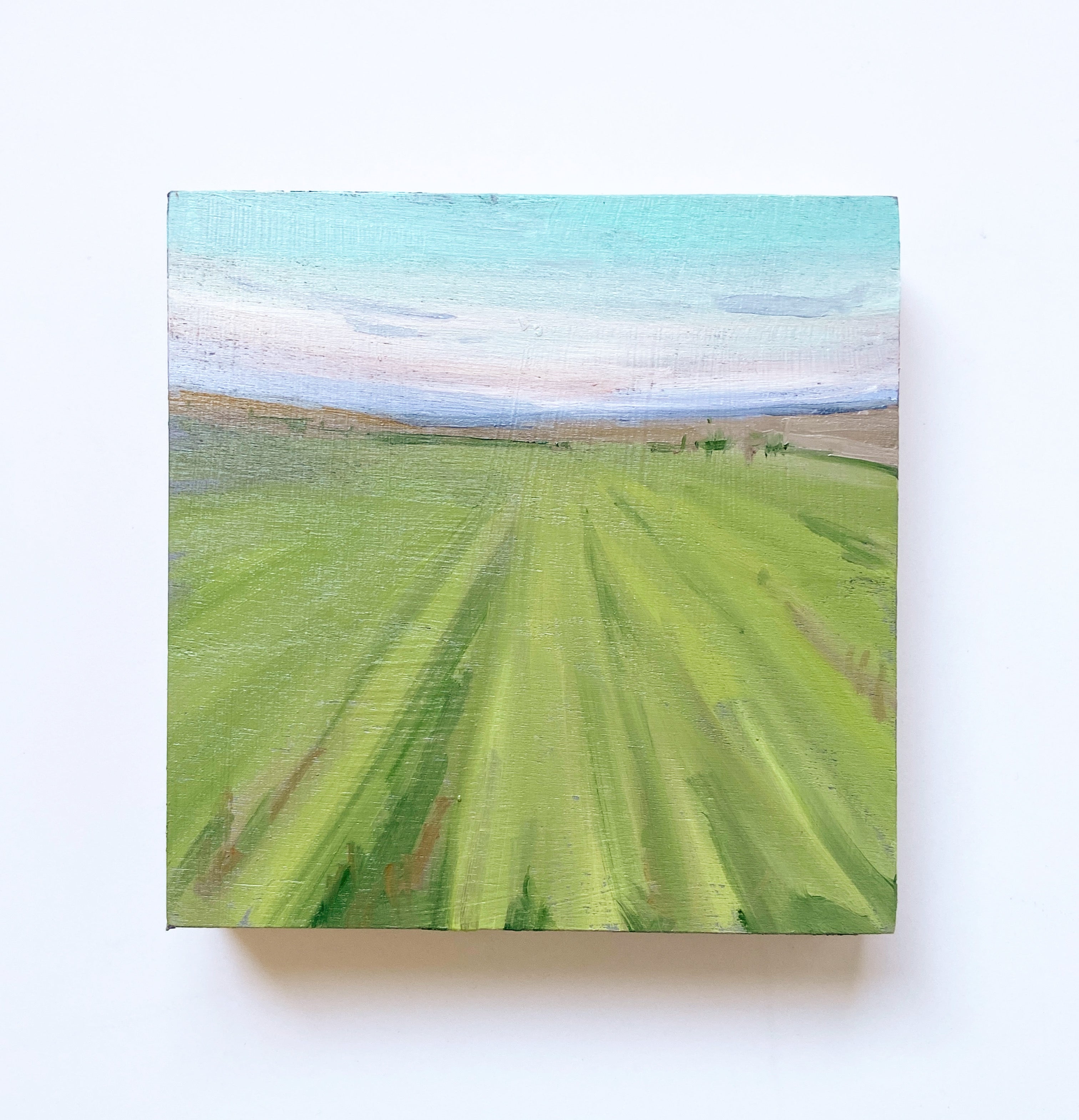Long Lines - Handmade Oil Painting on Wood Panel 4x4 Inches - Perfect for Home Decor, Office Art & Gift Ideas