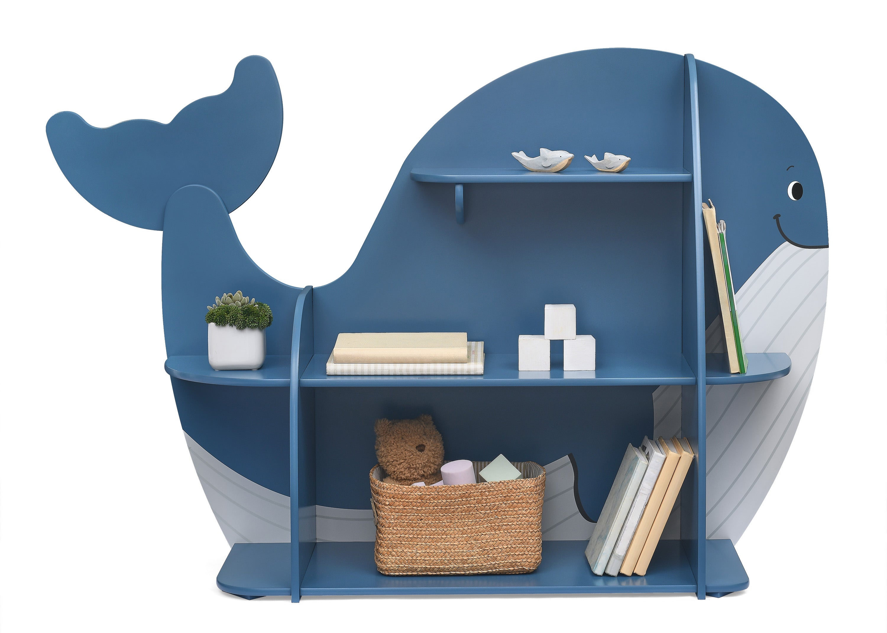 Whale Bookcase - Greenguard Gold Certified Kids Bookshelf for Nursery, Playroom & Classroom - Eco-Friendly & Safe Wooden Storage Organizer