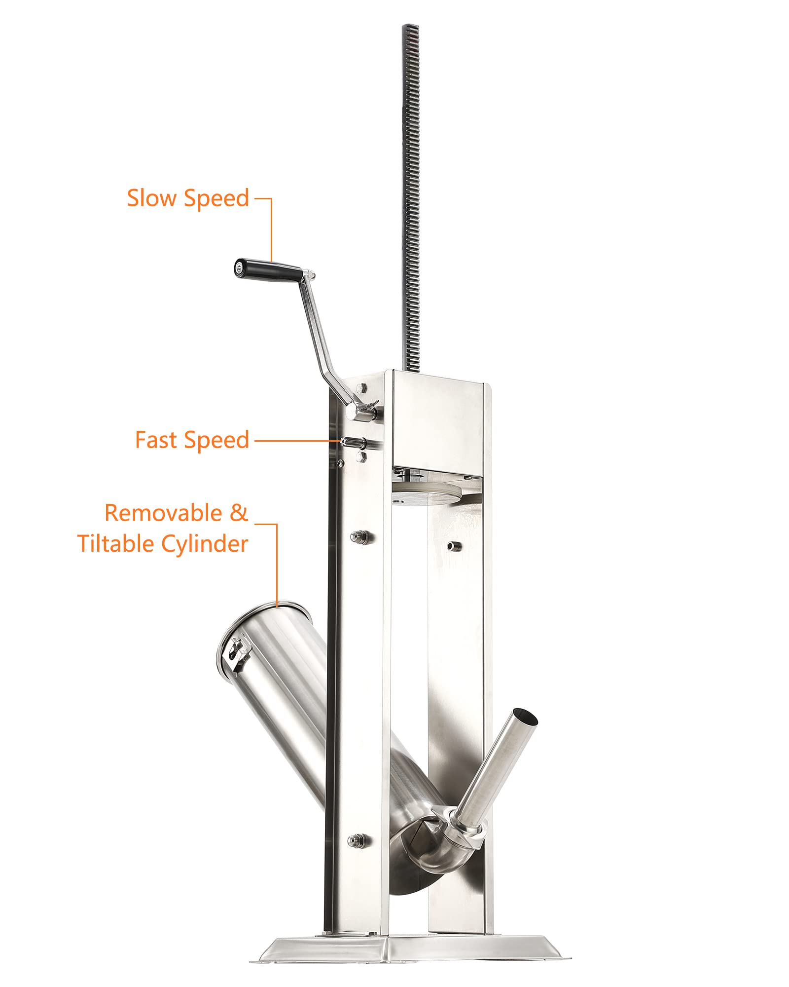 GARVEE 15LB/7L Vertical Sausage Stuffer - 2-Speed Stainless Steel Sausage Maker with 4 Stuffing Tubes for Home Kitchen, Deli & Commercial Use | Perfect for Making Italian Sausage, Bratwurst, Chorizo & More