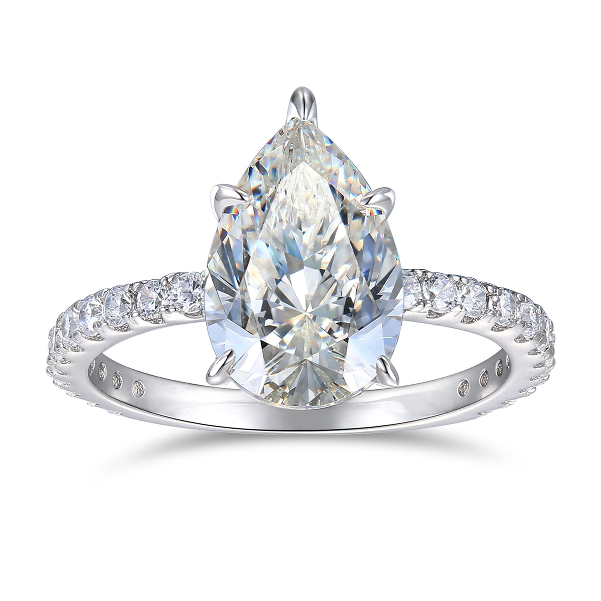 4 Carat Pear Cut Moissanite Engagement Ring for Women - Durable & Sparkling Wedding Band, Anniversary Gift, Promise Ring (Ideal for Proposals, Bridal Jewelry & Special Occasions)