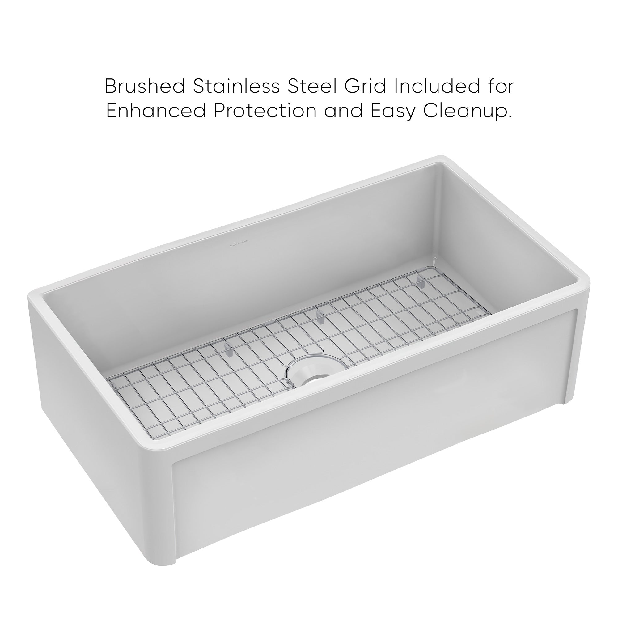 Premium Reversible Fireclay Kitchen Sink with Grid - 3 Edge Frame & Plain Front Apron - Durable Farmhouse Sink for Modern Kitchens & Remodeling Projects