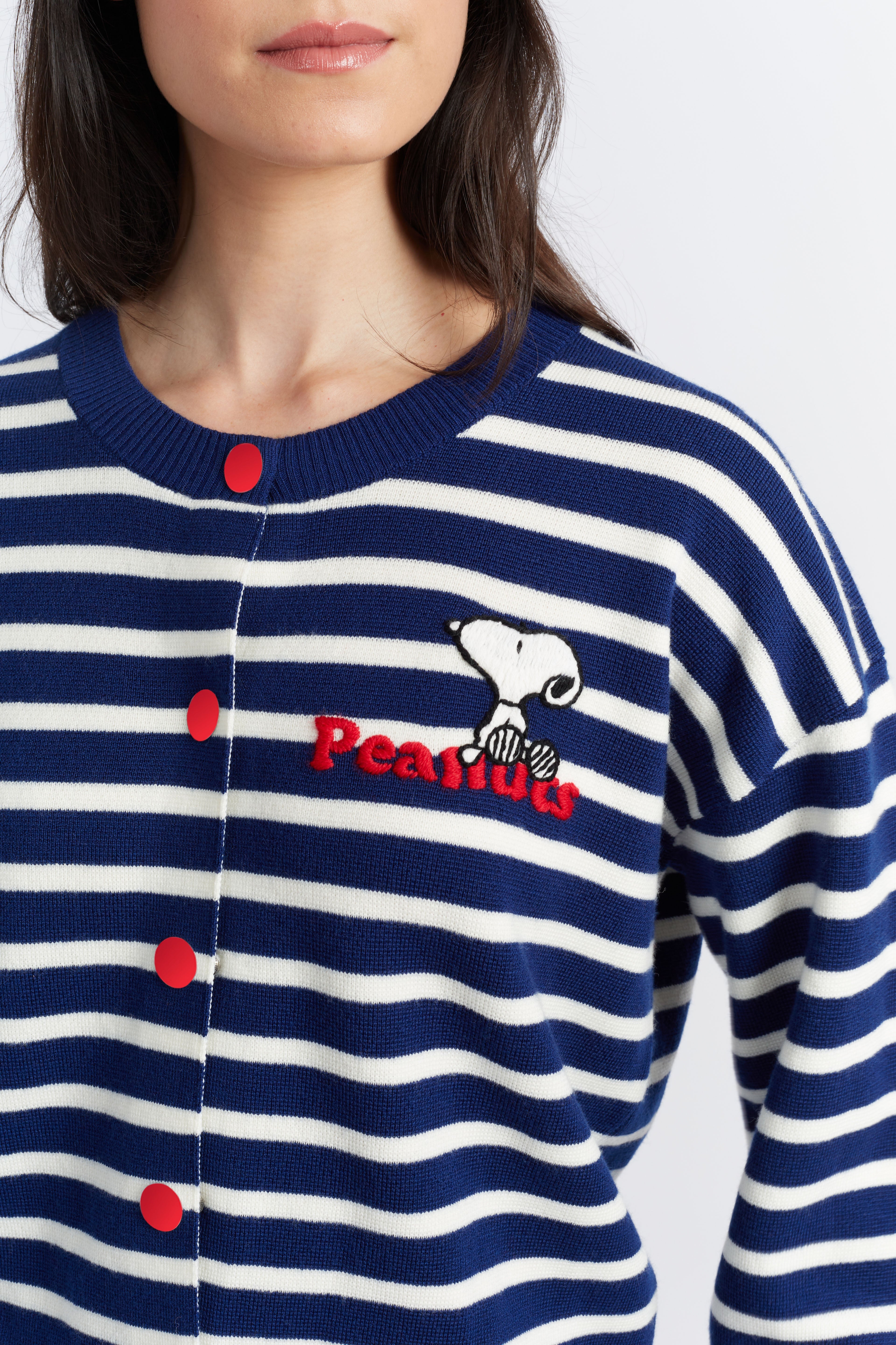 Blue Merino Wool Snoopy Milano Cardigan for Women - Cozy Winter Sweater for Casual Wear & Office Outfits