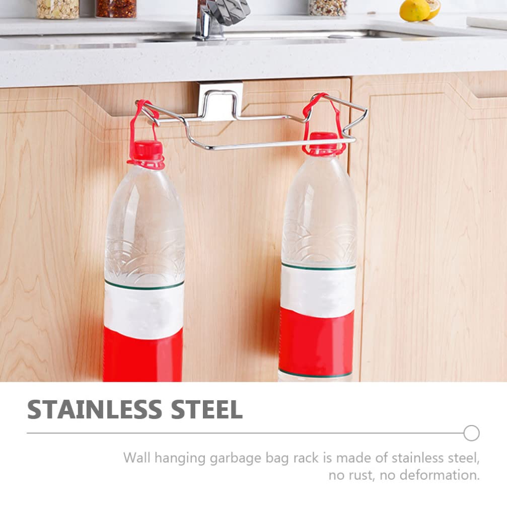 Zerodeko 2-Pack Stainless Steel Hanging Trash Bag Holder - Space-Saving Cabinet Hook for Kitchen, Bathroom & Pantry Organization - Perfect for Grocery Bags, Towels & Household Storage