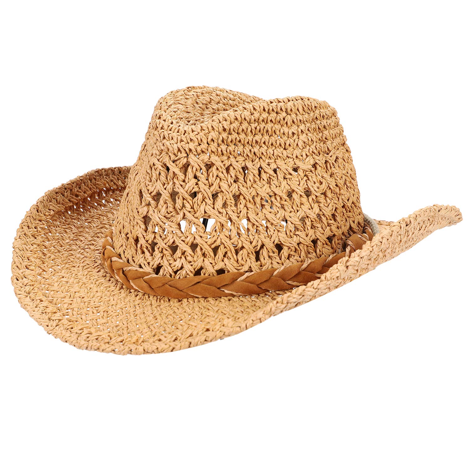 Women's & Kids' Western Cowboy Sun Hat - UPF 50+ Shapeable Straw Hat for Outdoor, Beach, Rodeo & Country Events