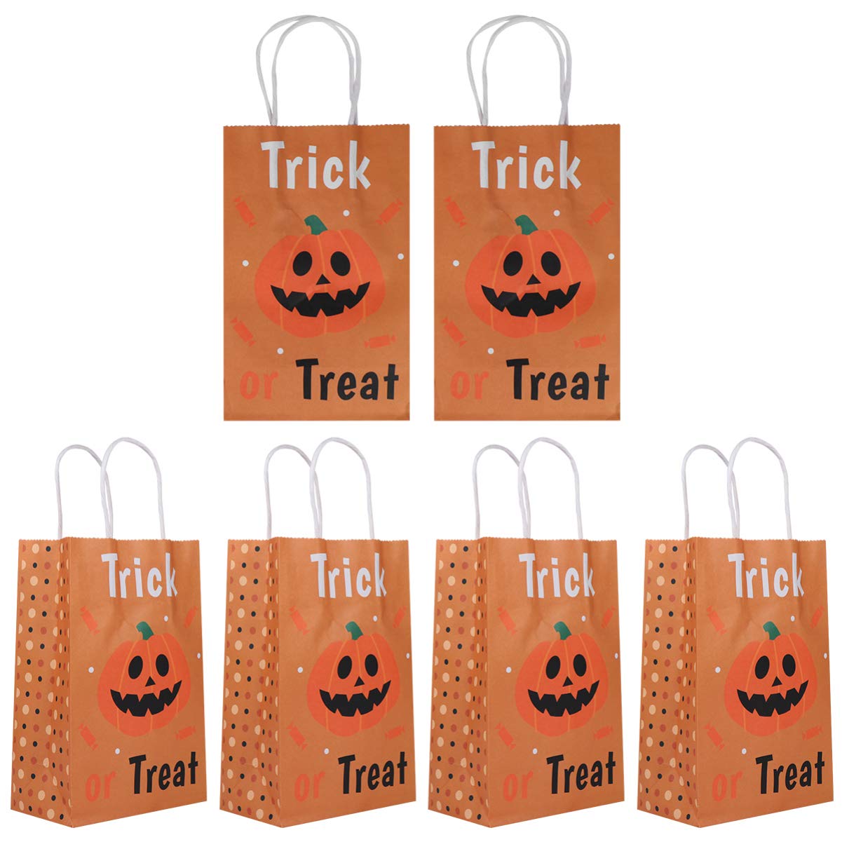 Healifty 6 Pack Halloween Kraft Paper Gift Bags with Handles - Treat Bags for Halloween Party Favors, Candy Bags, Trick or Treat, Classroom Treats & Goodie Bags - Perfect for Halloween Parties, School Events & Trick-or-Treating