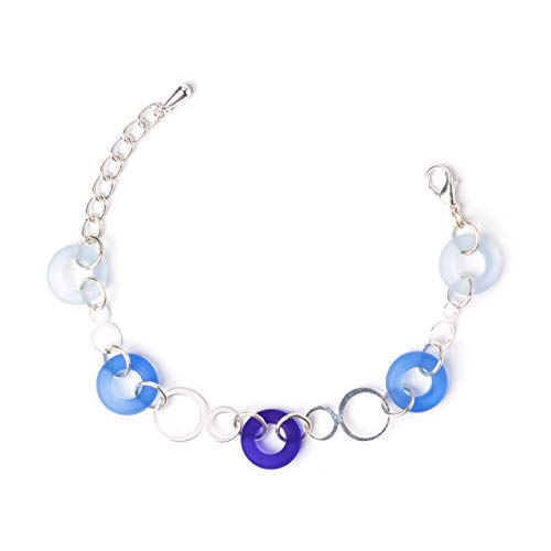 Handmade Sea Glass Bubble Bracelet in Ocean Blue - Perfect for Beach Weddings, Boho Jewelry & Summer Fashion Accessories