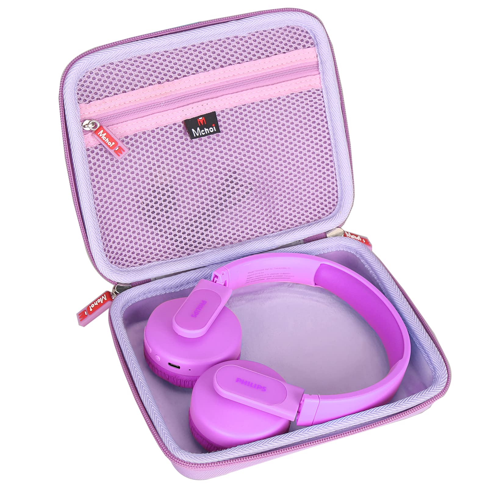 Philips K4206 Kids Wireless On-Ear Headphones Shockproof Carrying Case - Purple Protective Cover for Travel, School & Home Storage