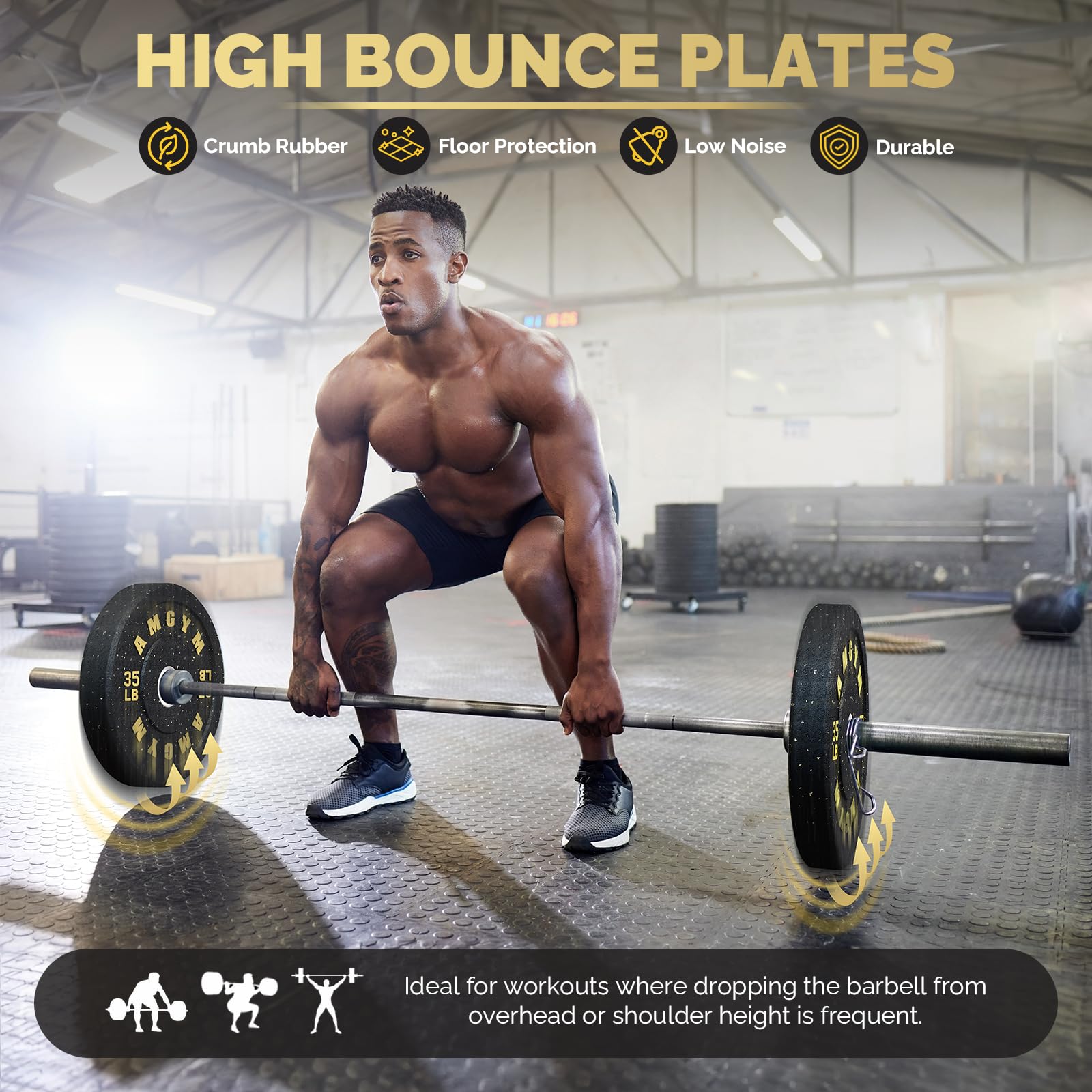 Premium 2 Inch Bumper Plates Set (10-500lbs) - Olympic Weight Plates for Strength Training, CrossFit & Powerlifting - Durable High-Bounce Rubber Plates for Home Gym, Weight Lifting & Floor Protection - Perfect for Garage Gym, Functional Fitness & Professional Training