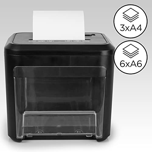 Duronic PS132 Mini Cross Cut Paper Shredder - 3 Sheet Capacity Home & Office Document Shredder for Enhanced Privacy & Security | Perfect for Personal Files, Credit Cards & Confidential Documents