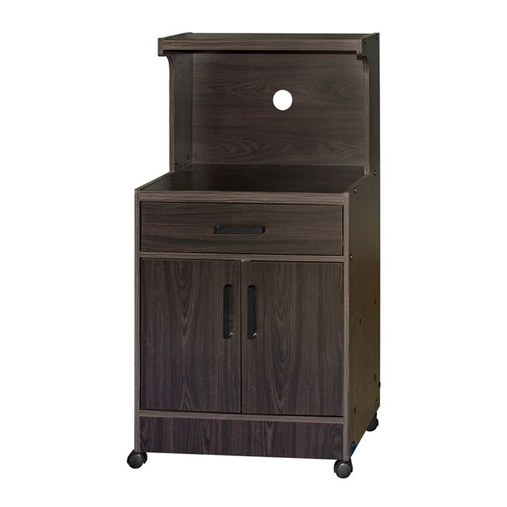 Better Home Products Shelby Kitchen Wooden Microwave Cart in Tobacco - Space-Saving Storage Solution for Small Kitchens & Dorms