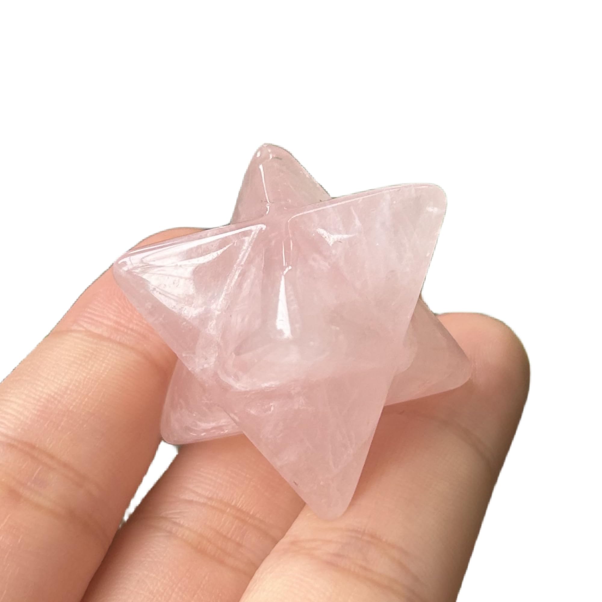 Rose Quartz Merkaba Crystal - 1 Inch Hexagonal Star Healing Stone for Protection, Sacred Meditation & Chakra Energy Healing | Spiritual Gift, Reiki Practice, Yoga Accessory