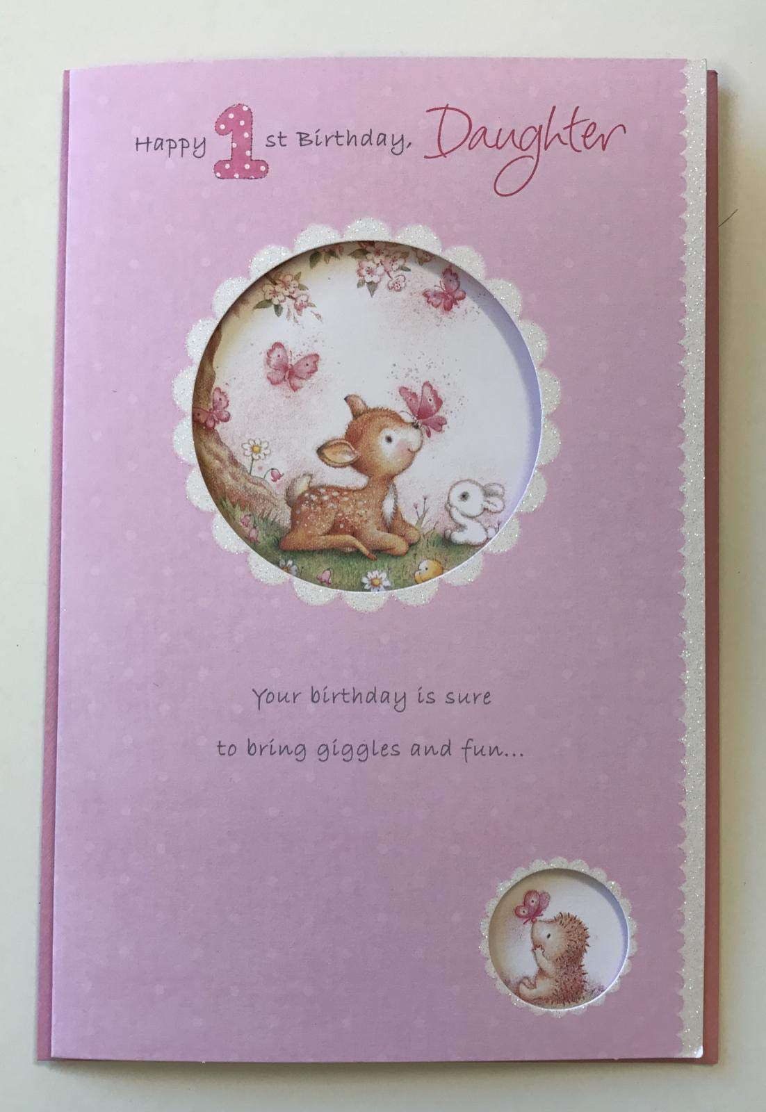 1st Birthday Card for Daughter - Personalized Birthday Greetings with Cute Designs | Perfect for Baby Girl's First Birthday Party & Celebration