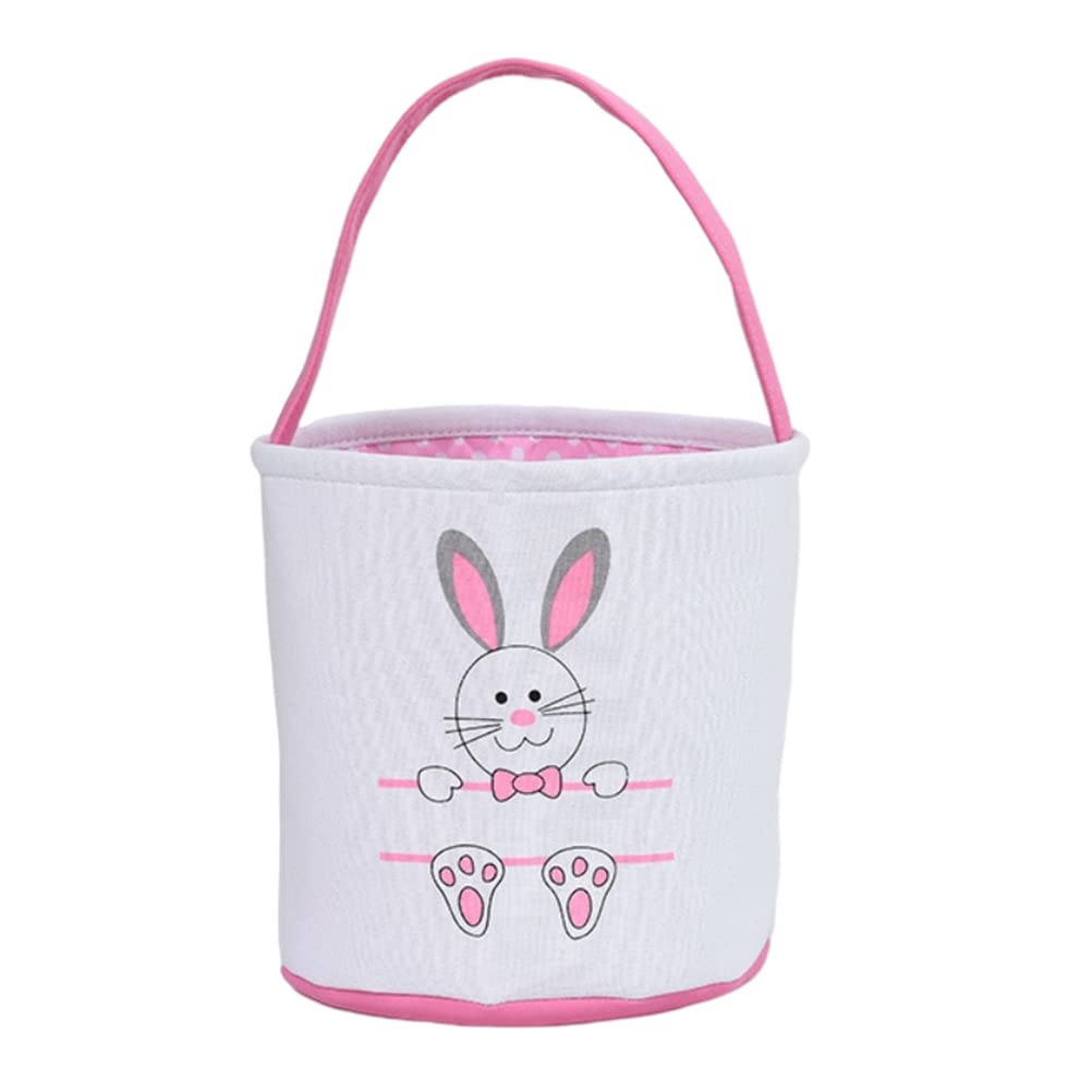 Easter Bunny Basket Bag - Cotton Canvas Tote for Kids Gift & Party Decoration - Egg Hunt & Easter Celebrations