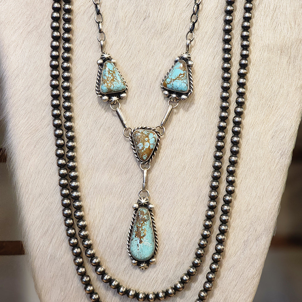 Turquoise Lariat Necklace and Earrings Set #8 - Elegant Boho Jewelry for Women, Perfect for Weddings, Parties & Everyday Wear