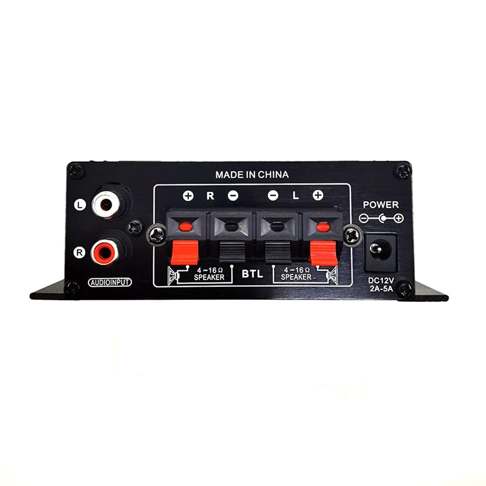 Knadgbft Mini Stereo Amplifier 12V DC - Dual Channel Hi-Fi Audio Player with Bluetooth | Supports Phone & DVD Input | for Motorcycle, Car, Home Theater & Office Use