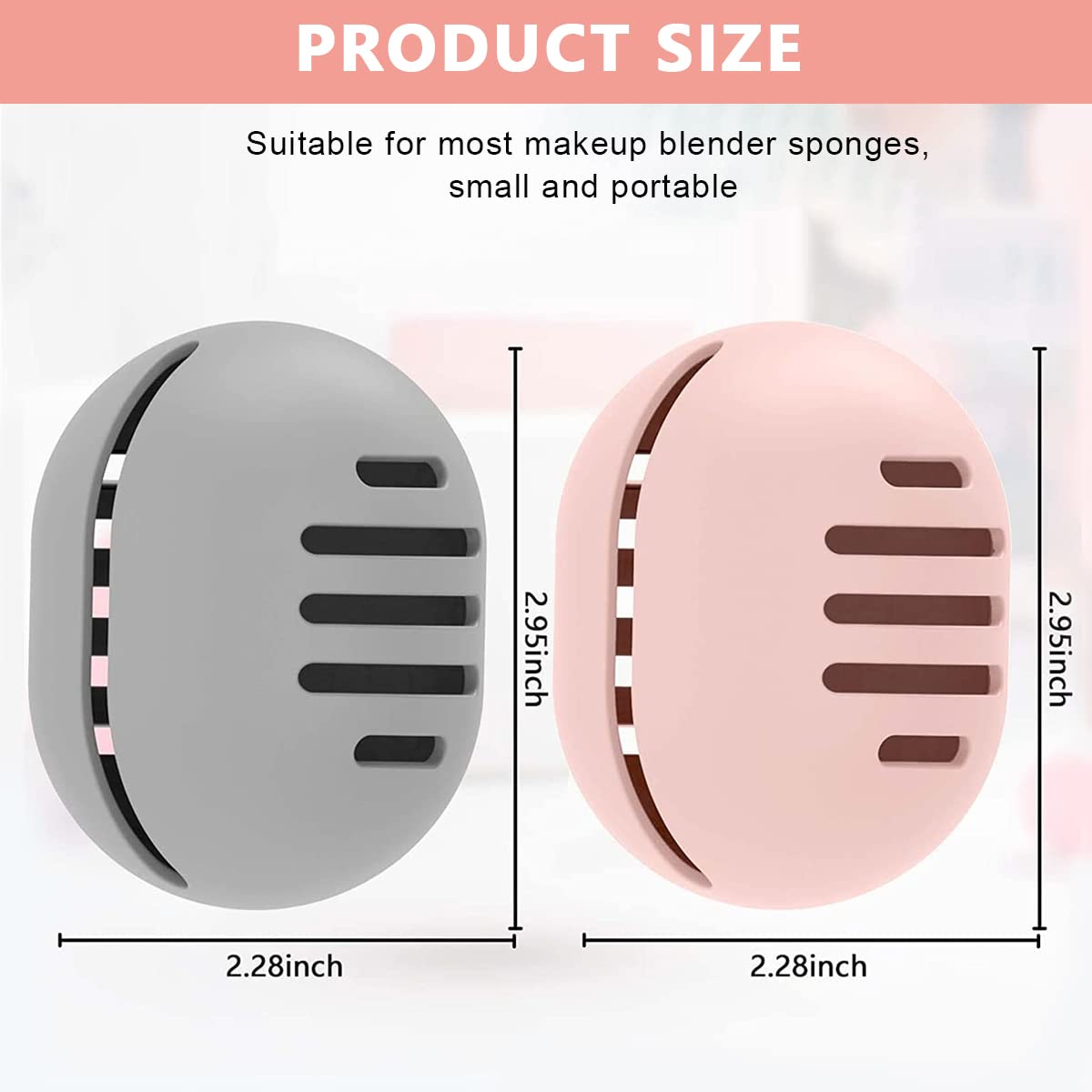 MAYCREATE® 2-Pack Makeup Sponge Holder Set - Breathable Silicone Beauty Blender Storage Case, Eco-Friendly Travel Organizer for Wet/Dry Cosmetic Sponges (Grey & Pink) | Perfect for Home Vanity, Travel & Shower Use