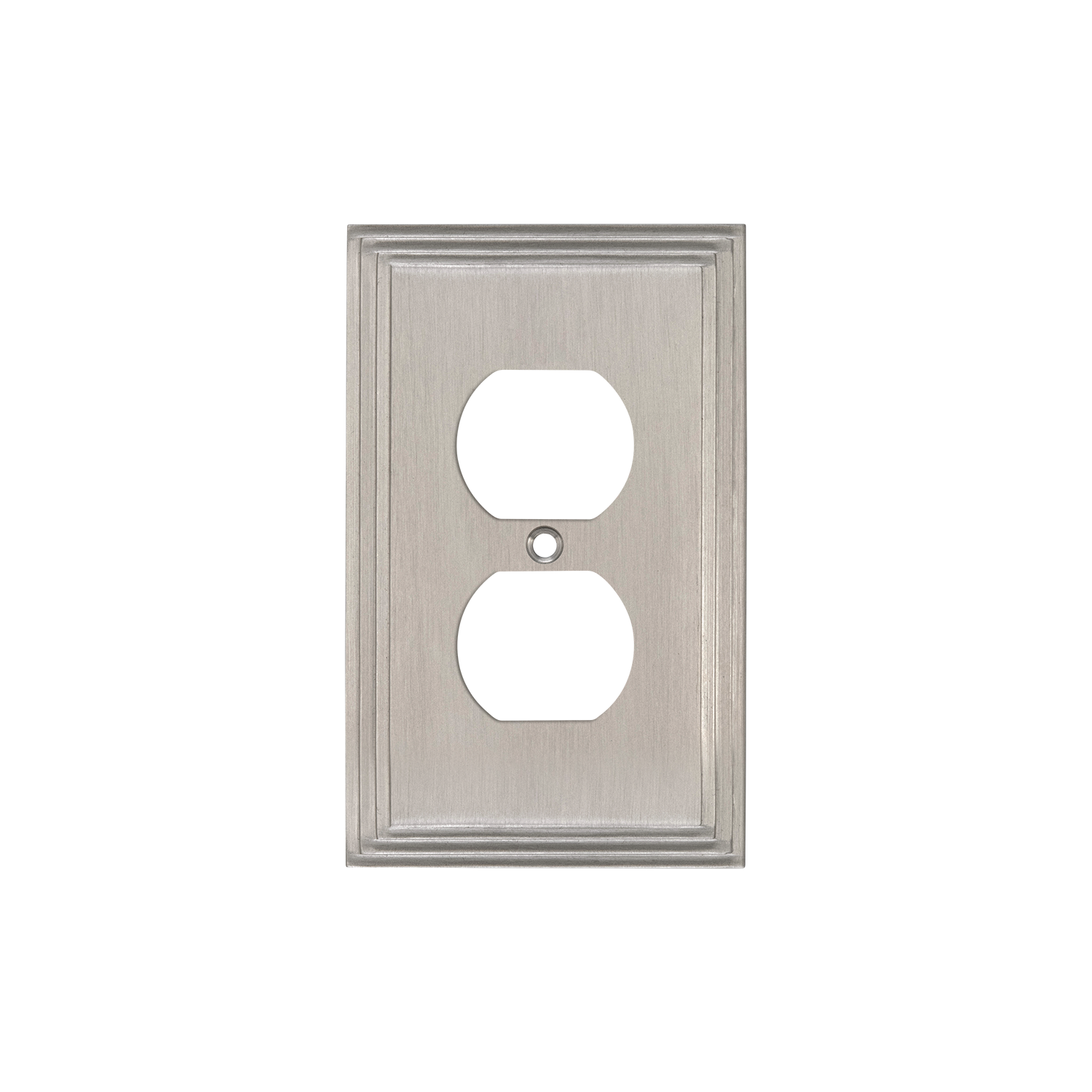 Satin Nickel Outlet Cover Plate - Decorative Switch Plate with Electrical Outlet for Home, Office & Commercial Use
