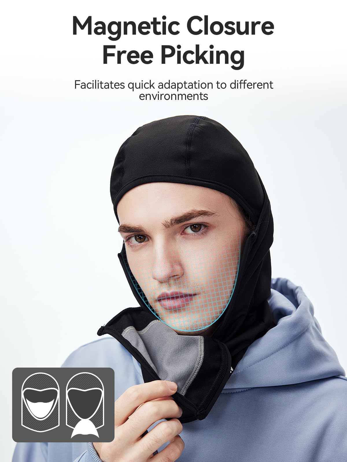 COPOZZ Balaclava Ski Mask for Men & Women - Magnetic Removable Windproof Face Cover, Warm Winter Protection for Skiing, Snowboarding, Motorcycling & Outdoor Sports