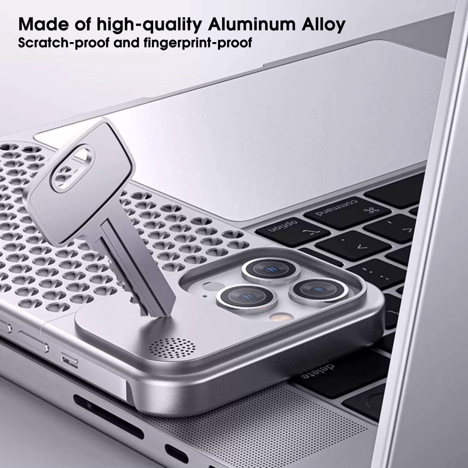 Premium Aluminum Case for iPhone 13 Pro Max (6.7 Inch) - Slim Metal Protective Cover with Anti-Fall, Heat Dissipation & Anti-Scratch Technology - Silver - Perfect for Daily Use, Outdoor Activities & Business Professionals