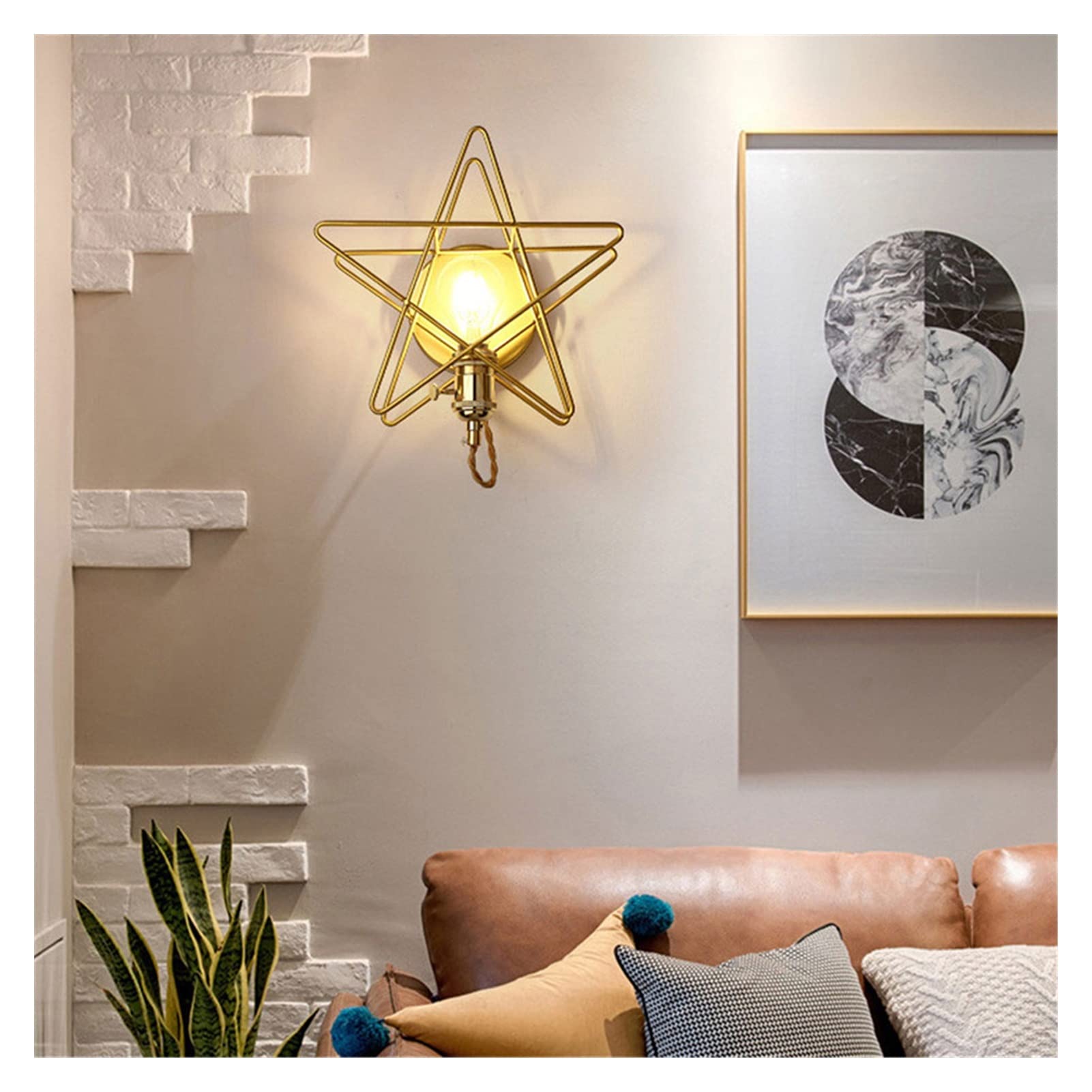Modern Star Wall Sconce Lamp - Golden Post-Modern Candle Light Fixture for Bedroom, Staircase & Restaurant Decor - AC85-265V, Warm White (Bulb Not Included) - Perfect for Ambient Lighting in Living Rooms, Hallways and Cozy Spaces
