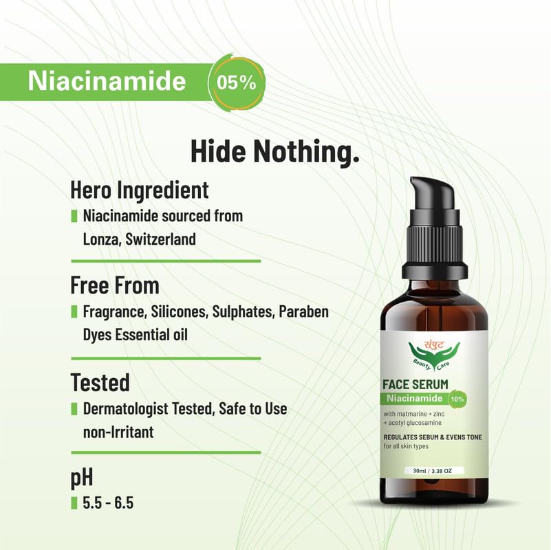 Niacinamide 10% Face Serum for Oily & Acne-Prone Skin - SAMPUT BEAUTY CARE Oil Control, Brightening & Pore Minimizing Treatment - 30ml (1 Pack) - Perfect for Daily Skincare Routine & Nighttime Use