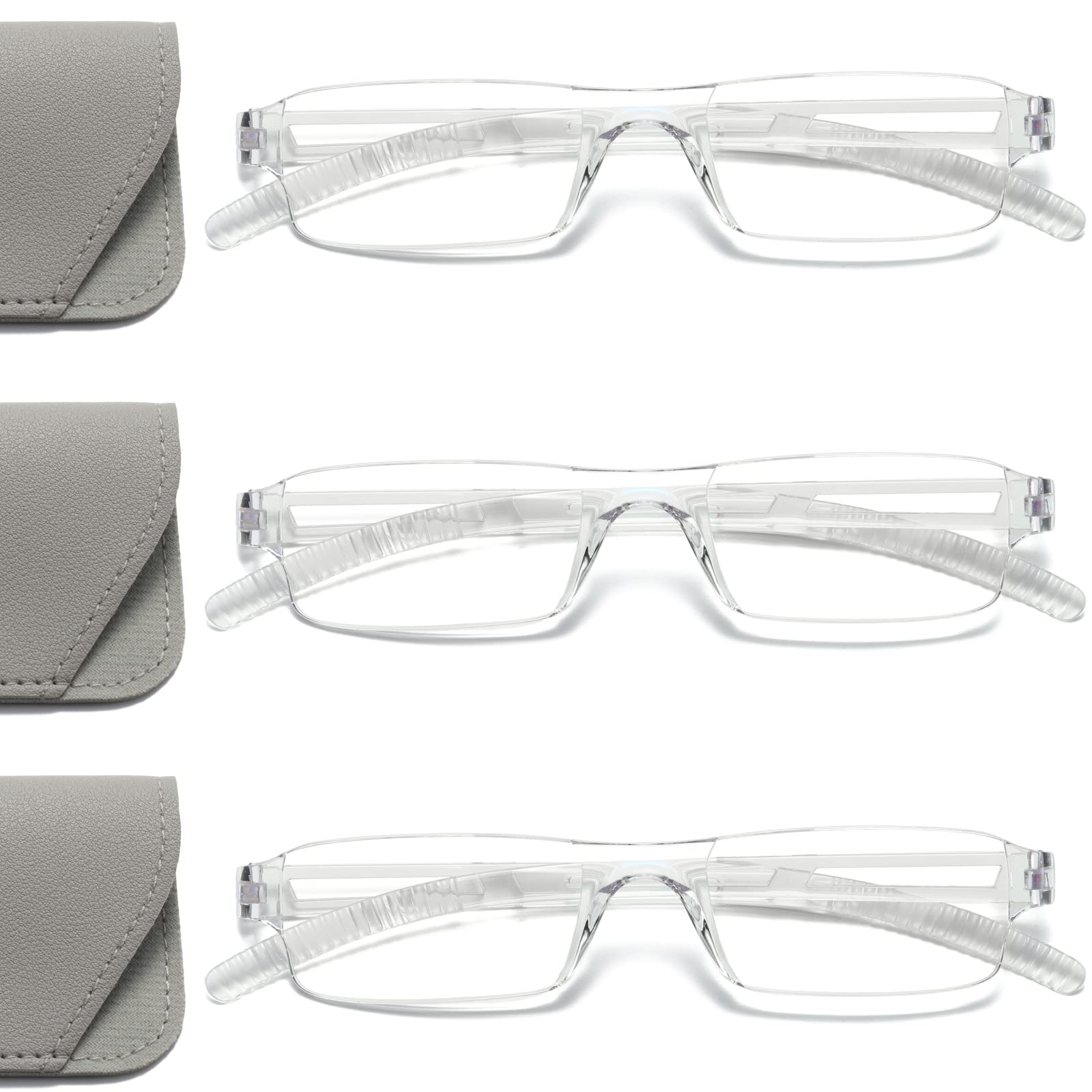 Viseng 3-Pack Blue Light Blocking Reading Glasses - Fashionable Rectangular Frame Computer Glasses for Men & Women (+2.0 Magnification) - Perfect for Office Work, Screen Time & Digital Eye Strain Relief