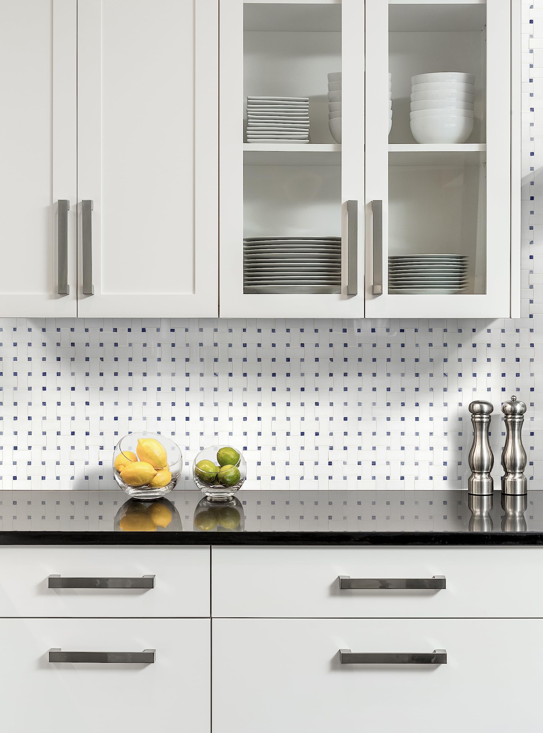 MSI Azula 12x12 Inch Polished Marble Basketweave Mosaic Tile - White Cool (AMZ-MD-00285) | Mesh-Mounted for Kitchen Backsplash, Bathroom Wall, Shower Tile | Waterproof & Easy to Clean for Modern Home Decor