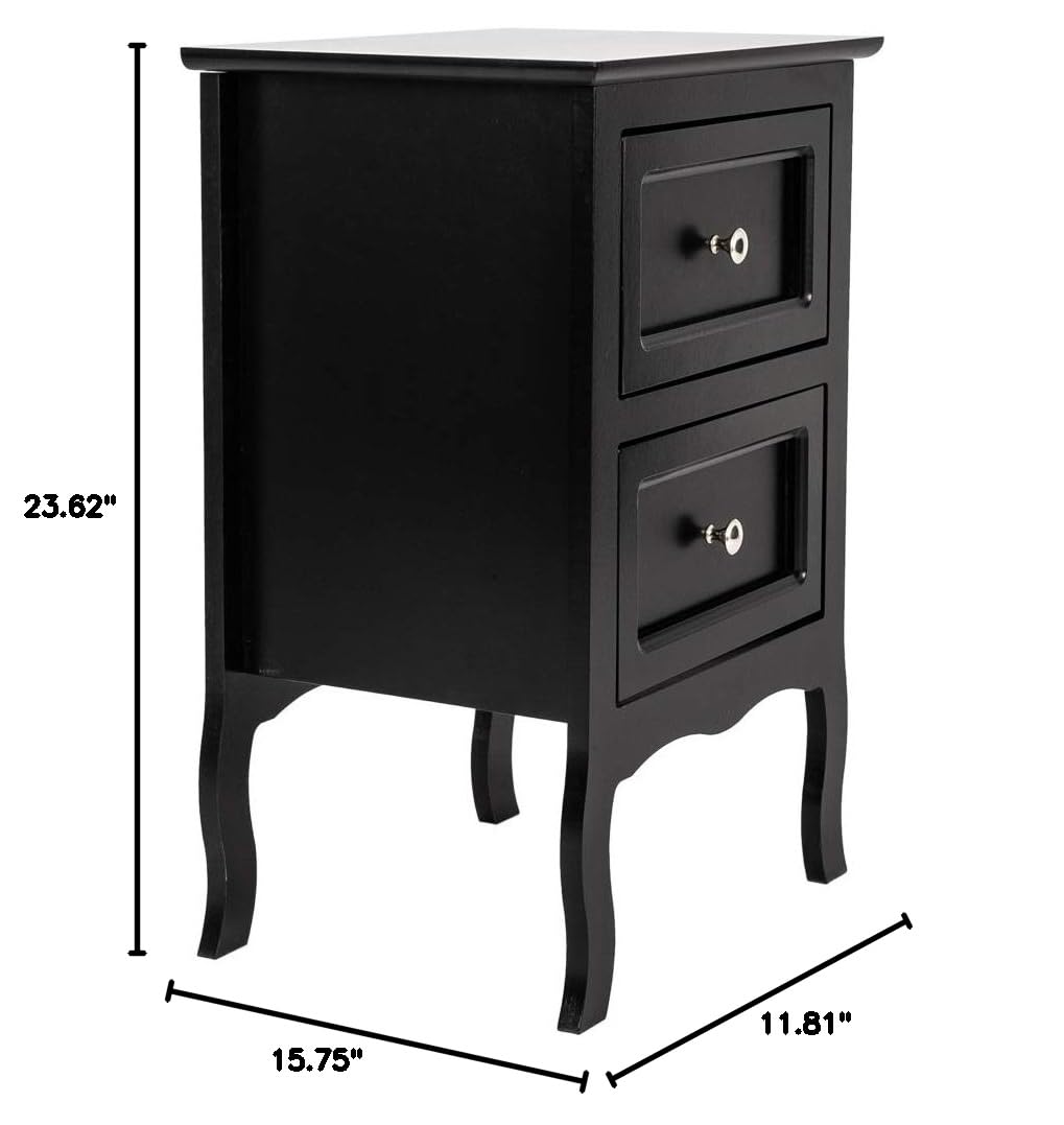 Modern Nightstand with 2-Tier Storage - Black End Table for Bedroom, Living Room & Office - Compact Side Table with Open Shelves for Books, Alarm Clock & Bedroom Essentials