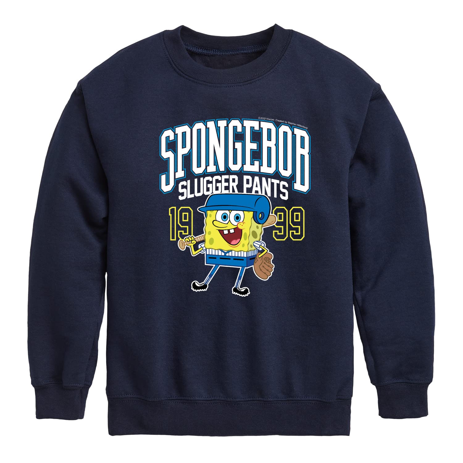 HYBRID APPAREL Spongebob Squarepants Slugger Pants Fleece Sweatshirt for Toddler & Youth - Soft Crewneck Pullover for Kids, Cartoon Character Apparel - Perfect for Playdates, School & Casual Outings