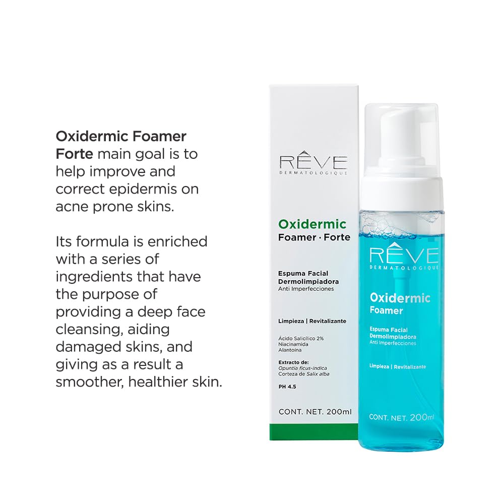Oxidermic Foamer Forte - Anti-Acne & Anti-Blemish Facial Cleansing Foam for Deep Pore Cleansing | Gentle Dermo-Cleanser for Oily & Sensitive Skin | Daily Skincare Routine & Post-Workout Face Wash