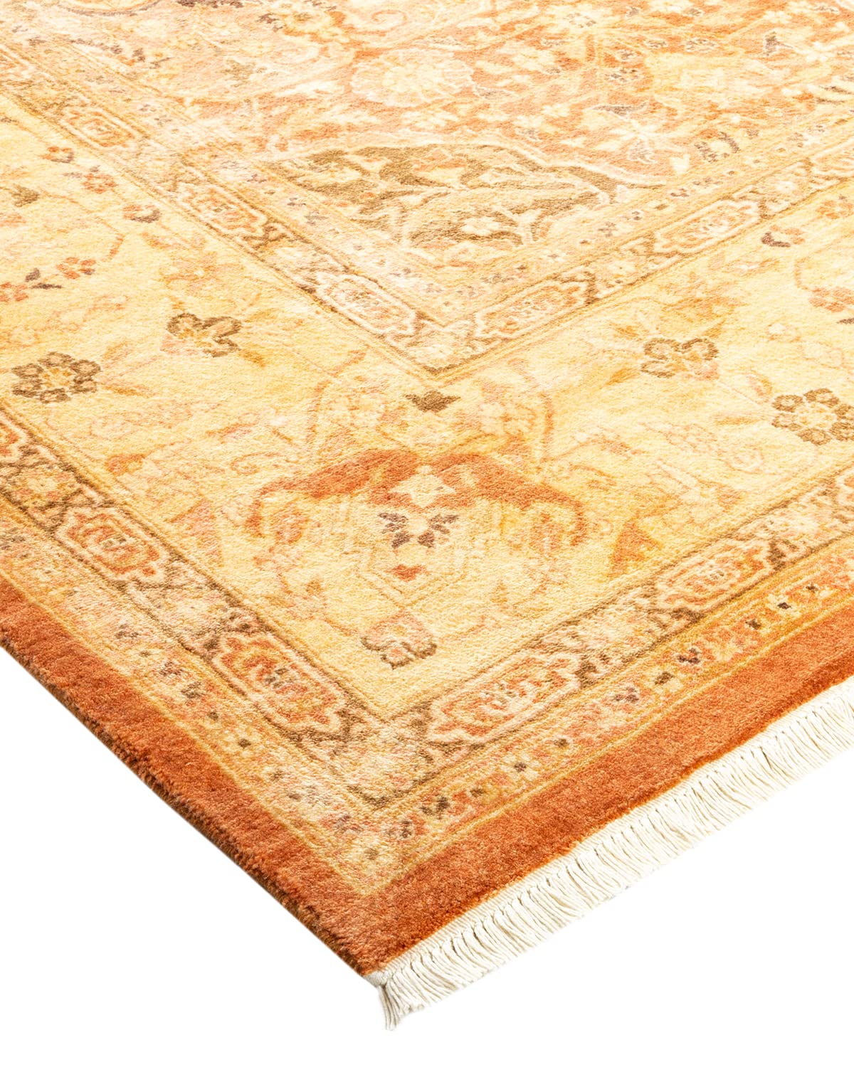 Handmade Wool Traditional Floral Mogul Brown 6x9 Area Rug - Solo Rugs One of a Kind Hand Knotted - Perfect for Living Room, Bedroom & Home Decor