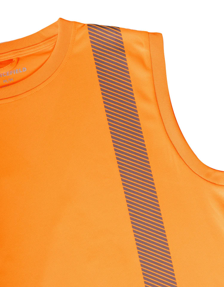 High Visibility Sleeveless Safety Tee - Forcefield 022 BEPMT Reflective Workwear for Construction, Cycling & Night Running