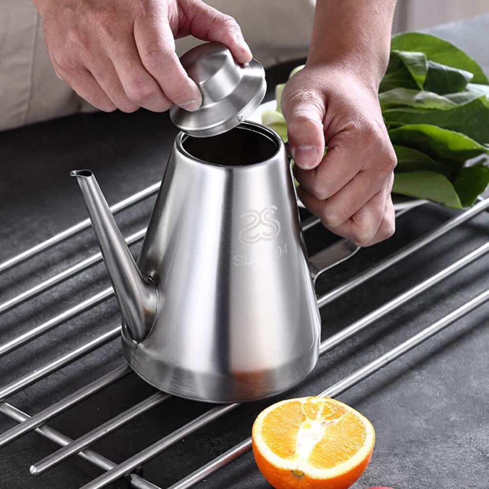 Premium Stainless Steel Oil Dispenser Bottle - 1000ML Olive Oil & Vinegar Cruet with Drip-Free Spout - Perfect for Kitchen, Restaurants & Salad Dressing