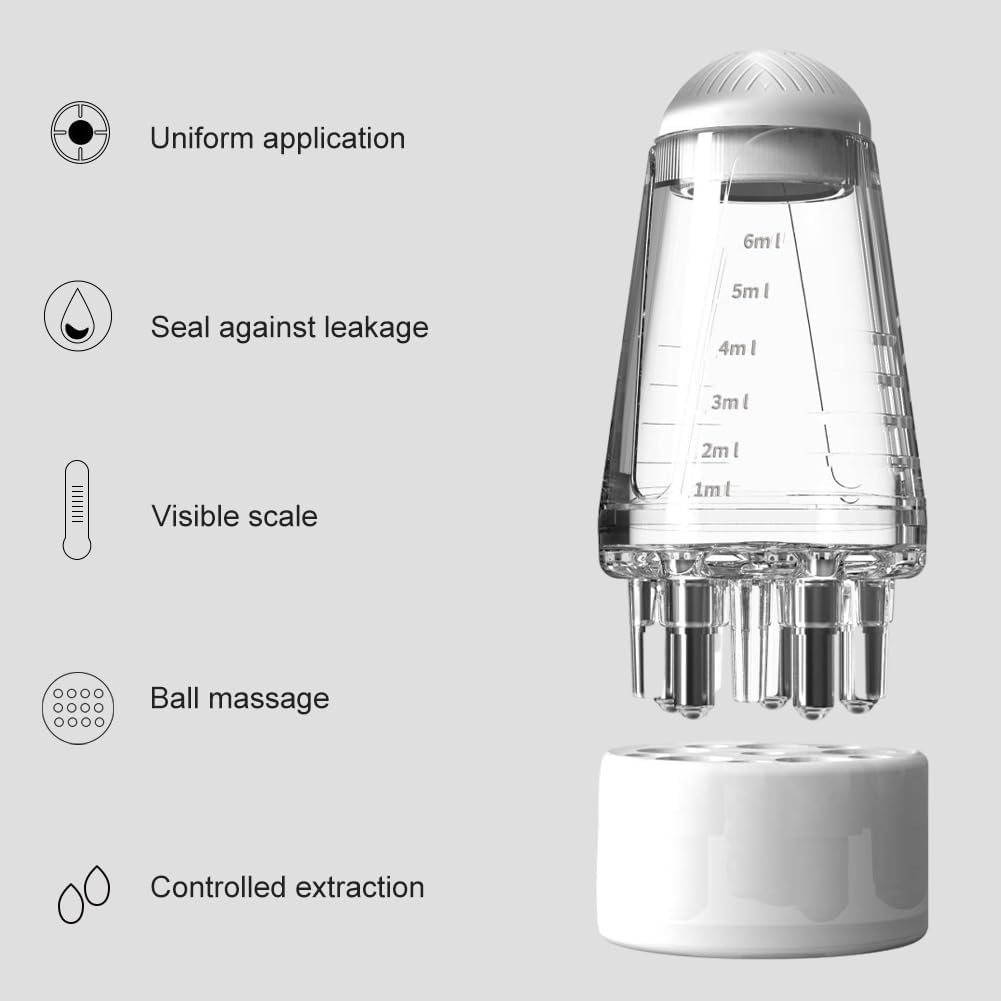 VASTRA ZONE Hair Oil Applicator Bottle with Scalp Massager - Ball Root Comb for Hair Growth & Treatment - Perfect for At-Home Hair Care & Salon Use (White)