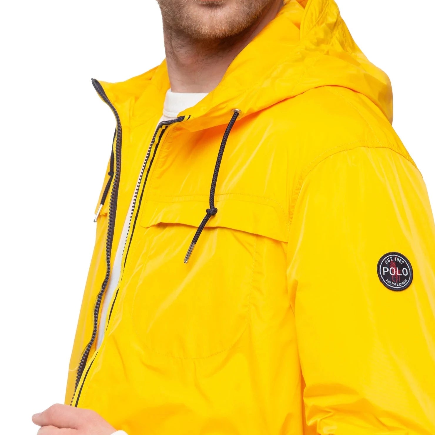 Ralph Lauren Yellow Windbreaker Jacket for Men & Women - Lightweight Water-Resistant Outdoor Coat for Running, Hiking & Travel