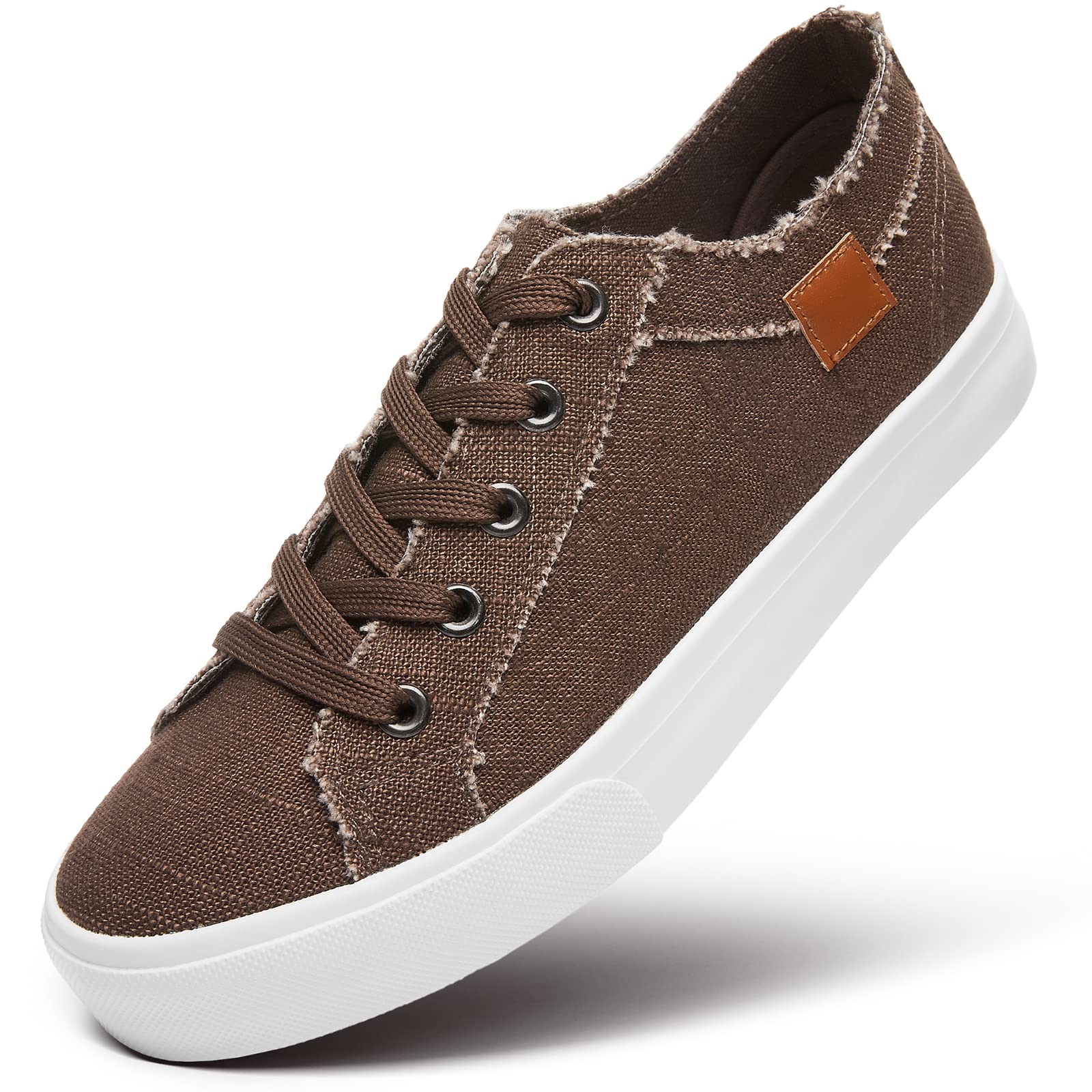 Women's Canvas Sneakers - Comfortable Lace-Up Low Top Casual Shoes for Everyday Wear | Perfect for Walking, Running Errands & Light Exercise
